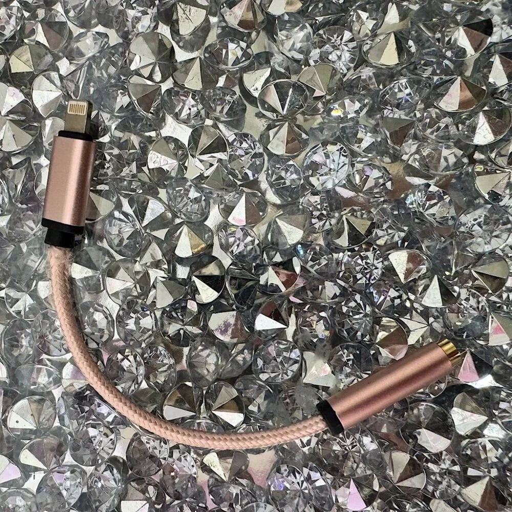 iPhone cord with audio jack adapter rose gold pink cable mini braided cords